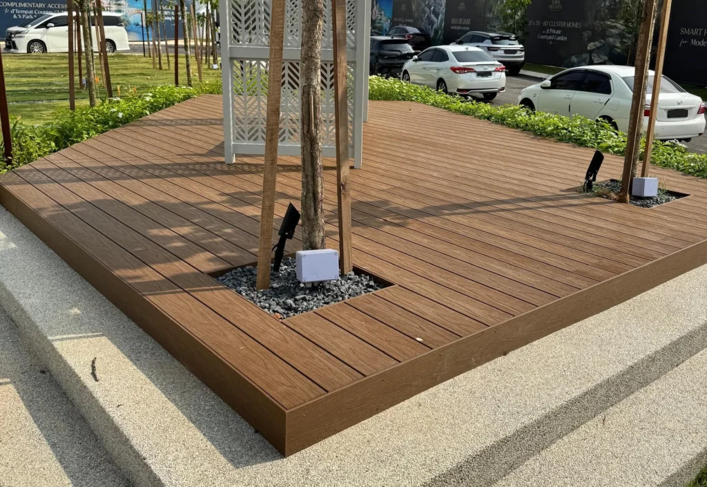 The result of a professional outdoor decking installation process