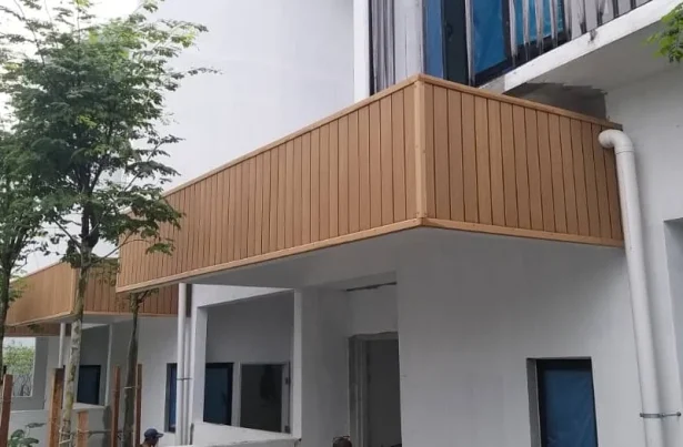 Showcase of composite wood wall cladding used on roofing