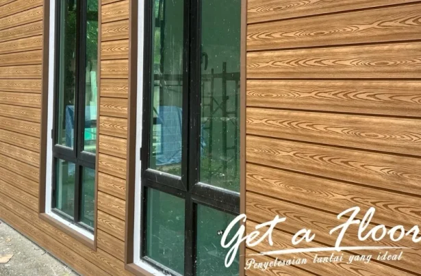 Showcase of composite wood wall cladding used as the outdoor wallpaper that can tailor to window size