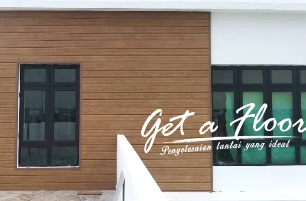 Showcase of composite wood wall cladding used as the part of the house's outdoor wallpaper